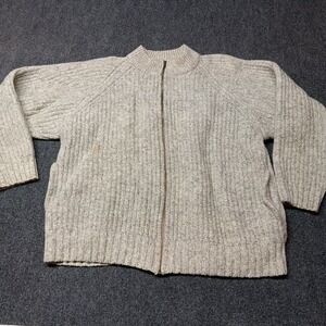 Vintage Eddie Bauer‎ Sweater Jacket Adult Large Gray Wool Blend Full Zip Pockets